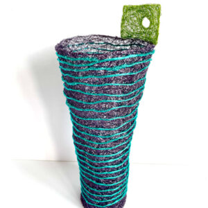 Navy turquoise wire vessel
